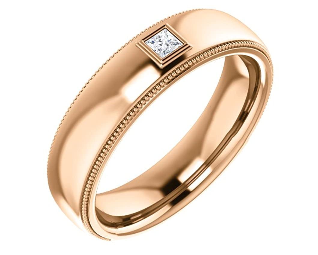 Men's 14k Rose Gold Diamond 6mm Milgrain Band (.10 Ctw, Color G-H, SI2-SI3 Clarity) Size 10