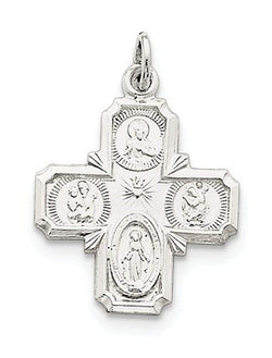 Sterling Silver 4-Way Cross Medal (37X20MM)