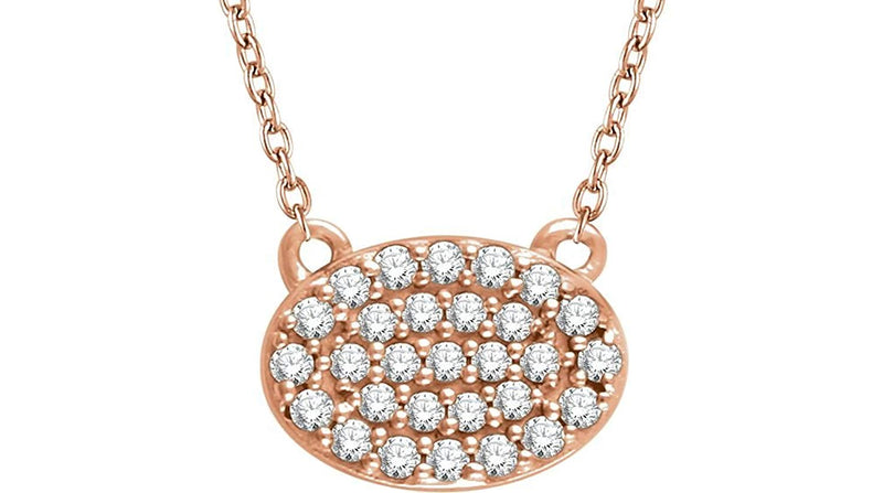 Diamond Oval Pendant Necklace 14k Rose Gold, 18" (.20 Cttw)