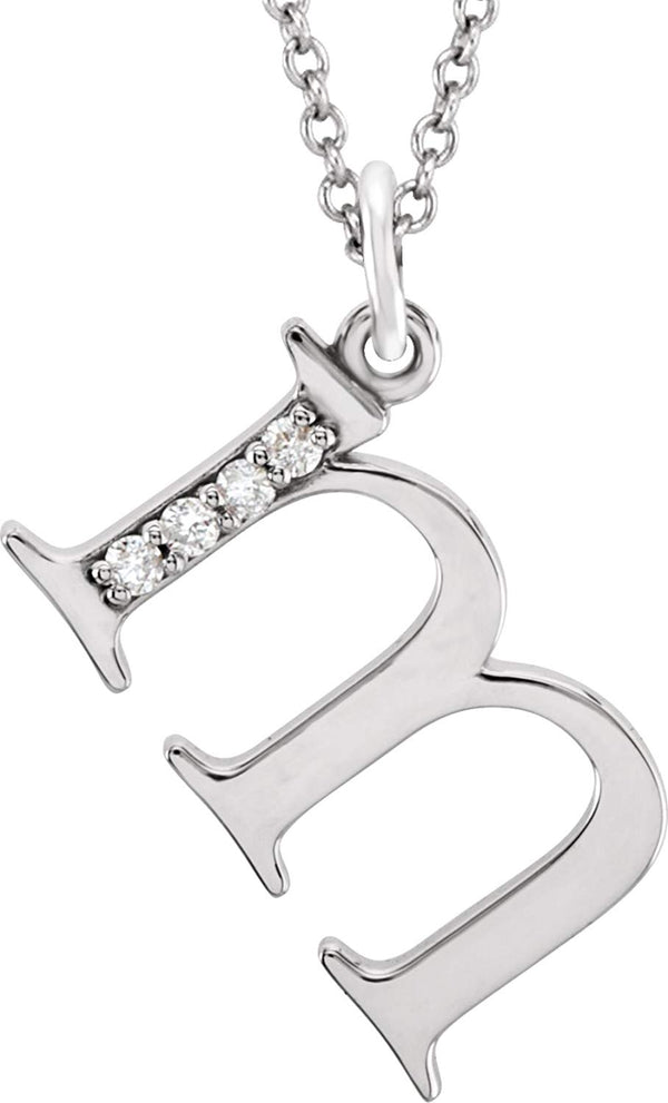 Diamond Initial 'm' Lowercase Letter Rhodium-Plate 14k White Gold Pendant Necklace, 16" (.025 Ctw GH, I1)