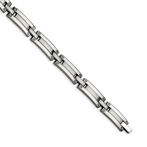 Men's Brushed and Polished Stainless Steel 8mm Bracelet, 8.5"