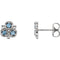 Aquamarine Three-Stone Stud Earrings, Rhodium-Plated 14k White Gold