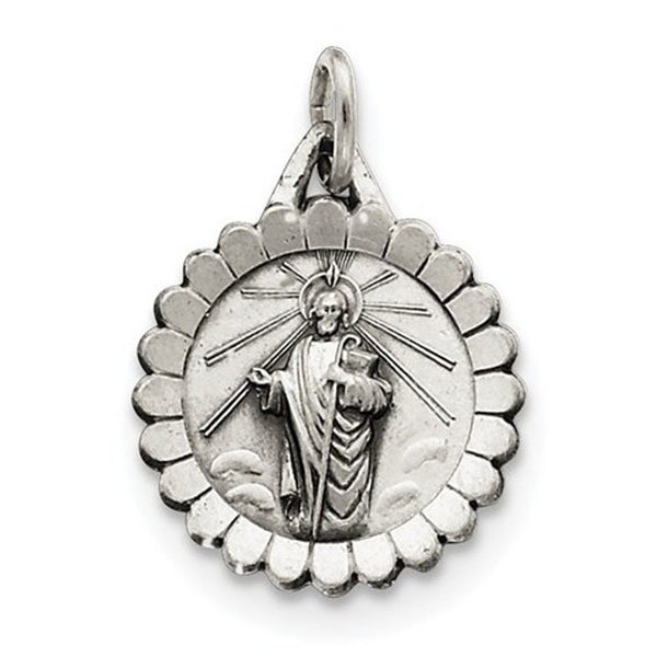 Sterling Silver St. Jude Thaddeus Medal (26X18MM)