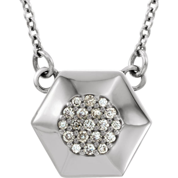 19-Stone Diamond Geometric Platinum Pendant Necklace, 16.5" (.08 Cttw)