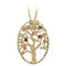 Multi Gemstone Tree Pendant Necklace, 10k Yellow Gold, 12k Green and Rose Gold Black Hills Gold Motif, 18"