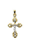 14k Yellow and White Gold Fleur de Lis Crucifix Pendant