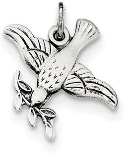 Antiqued Dove Medal Sterling Silver Pendant