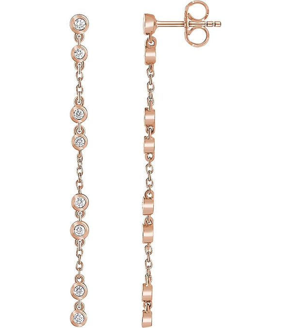 Diamond Chain Earrings, 14k Rose Gold (1/3 Ctw, Color H+, Clarity I1)