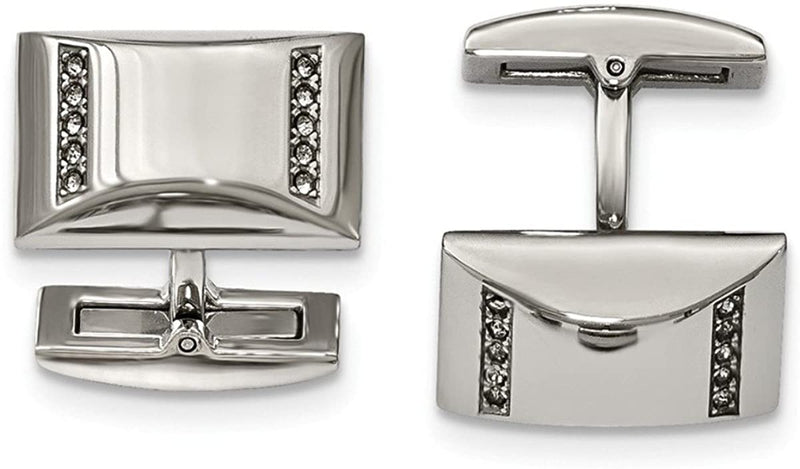 Stainless Steel CZ Rectangle Cuff Links