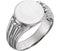 Men's Diamond Round Signet Ring, Rhodium-Plated 14k White Gold (.07 Ctw, G-H Color, I1 Clarity)