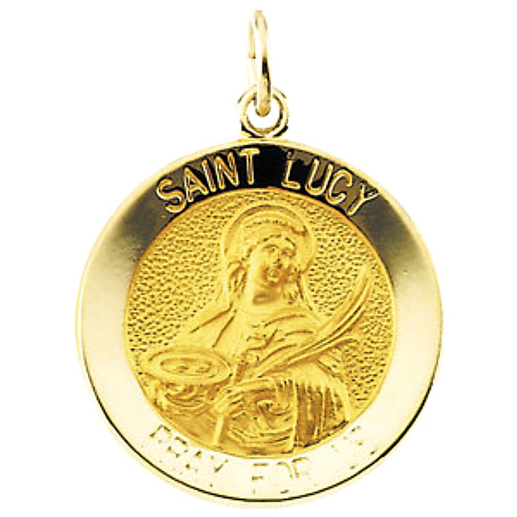 14k Yellow Gold Round St. Lucy Medal (14.5MM)