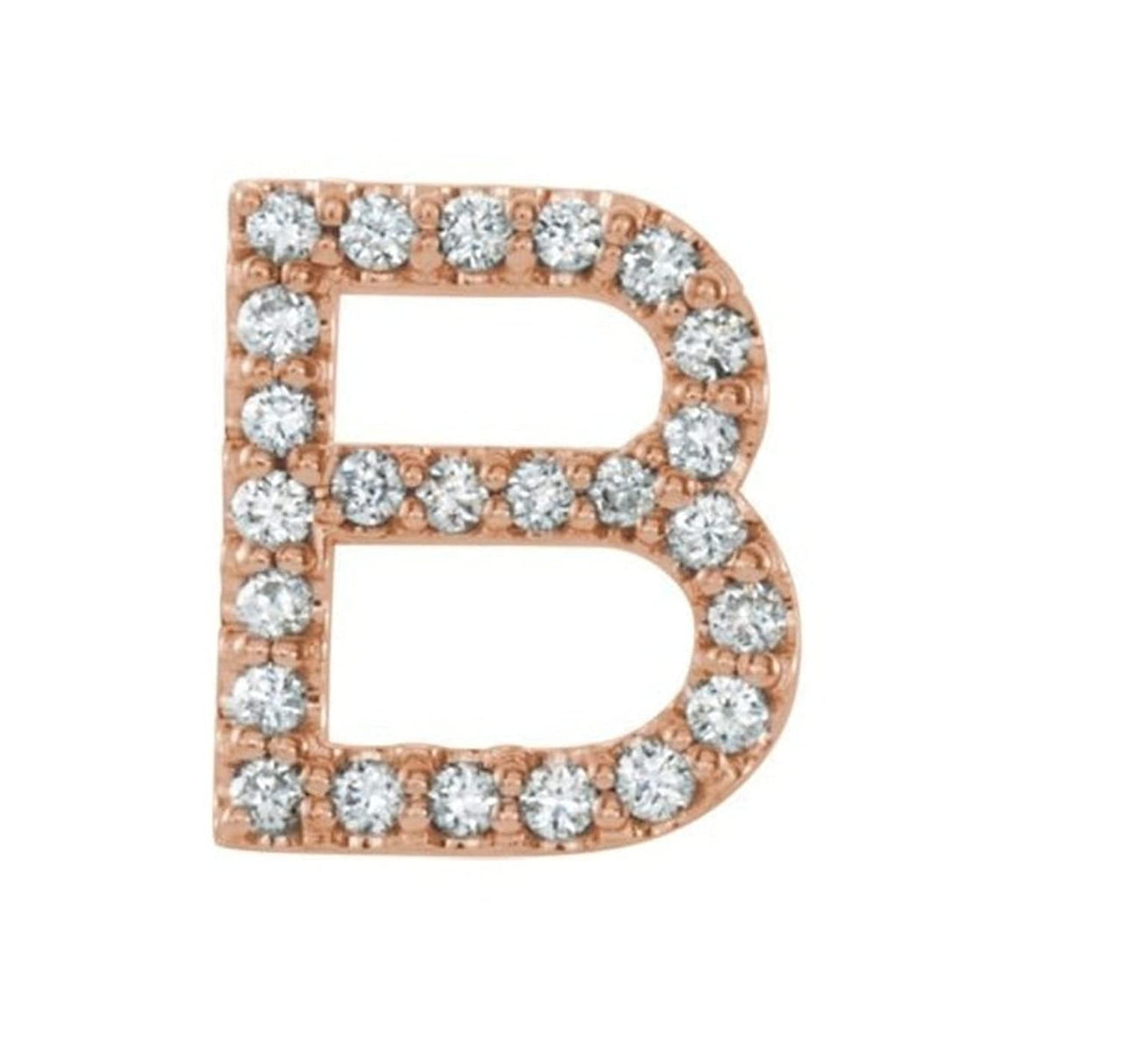 14k Rose Gold Diamond Letter 'B' Initial Stud Earring (Single Earring) (.10 Ctw, GH Color, I1 Clarity)