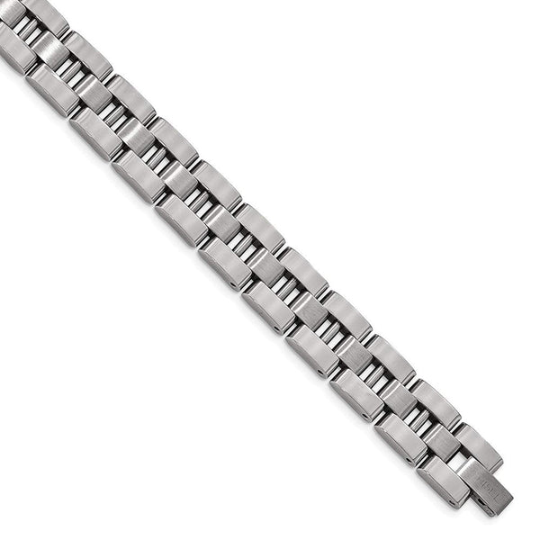 Men's Brushed and Polished Stainless Steel 11mm Link Bracelet, 8.25"