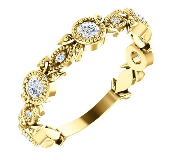 Diamond Vintage-Style Ring, 14k Yellow Gold (0.33 Ctw, G-H Color, I1 Clarity)