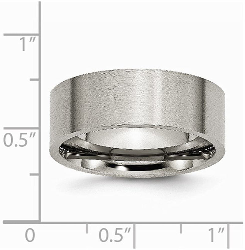Men's Brushed Grey Titanium 8mm Flat Comfort-Fit Band Size 9.5