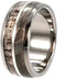 Deer Antler, Gibeon Meteorite, 14K White Gold 10mm Comfort-Fit Interchangeable Titanium Wedding Band, Size 12.5