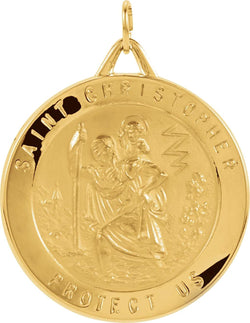 14k Yellow Gold St. Christopher Medal (29 MM)