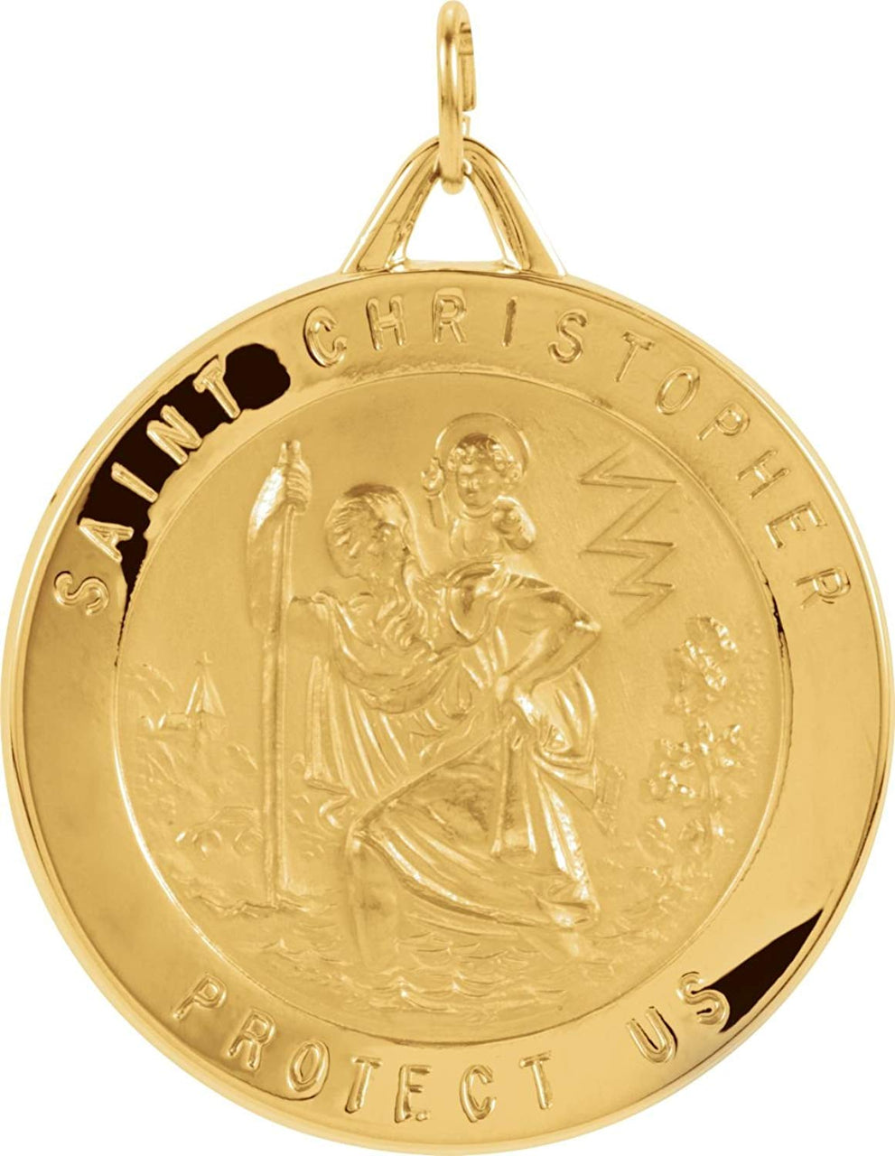 14k Yellow Gold St. Christopher Medal (29 MM)