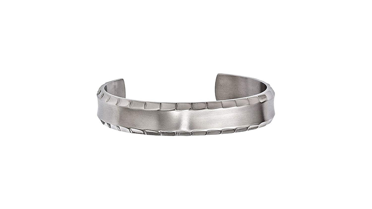 Men's Templar Collection Gray Titanium Faceted Edge Cuff Bracelet (14MM)