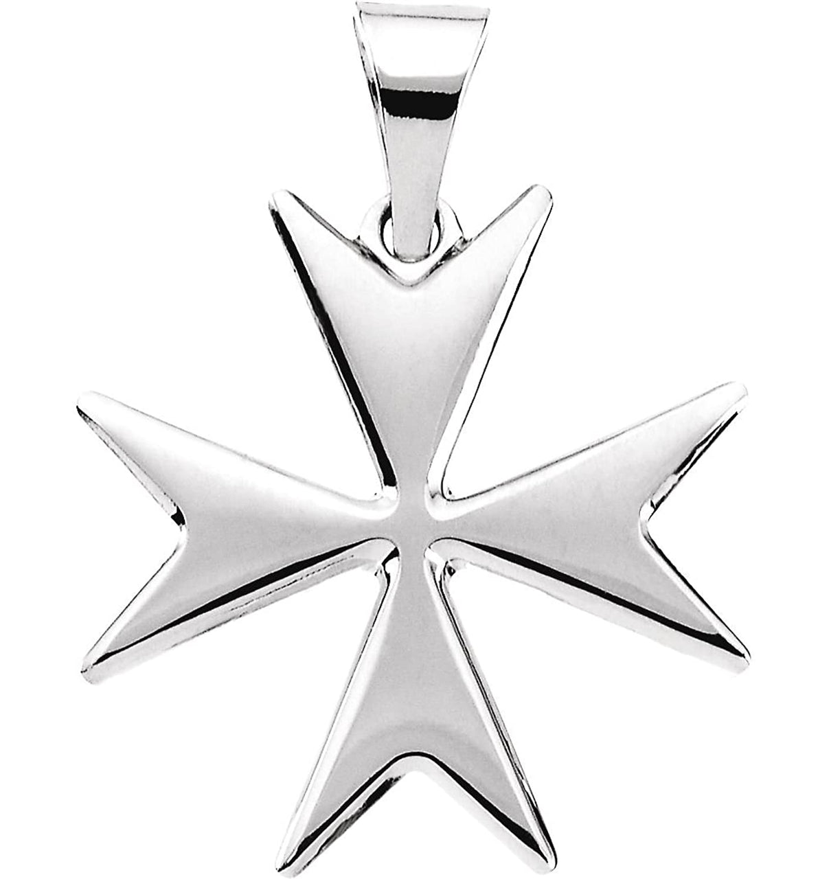 14k White Gold Maltese Cross Pendant