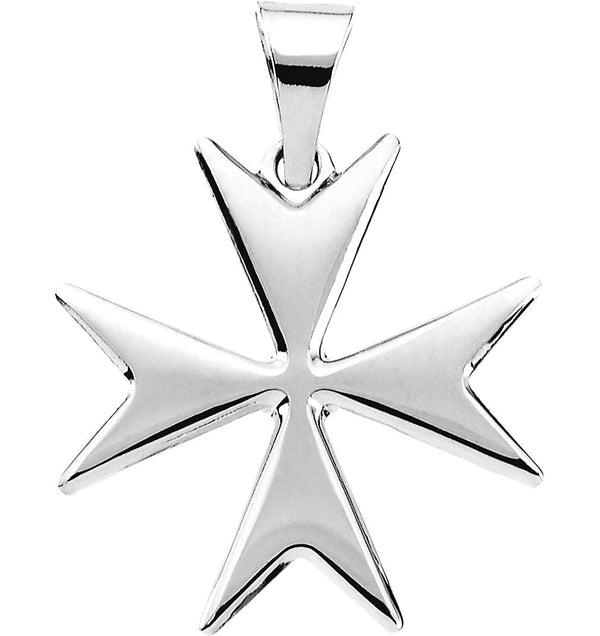 14k White Gold Maltese Cross Pendant