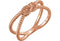 Love Knot Rope Trim Crisscross Ring, 14k Rose Gold