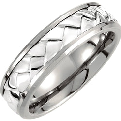 7mm Titanium and Sterling Silver Braided Comfort Fit Band Size 8 to 13