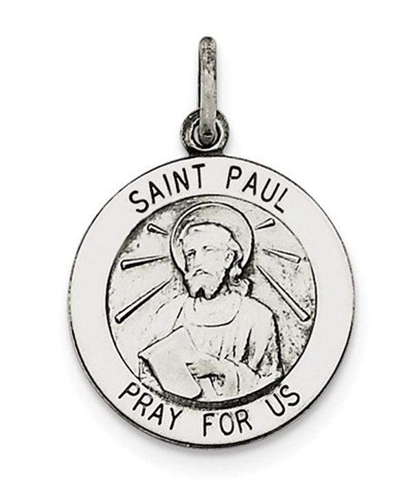 Sterling Silver Antiqued Saint Paul Medal (25X20MM)