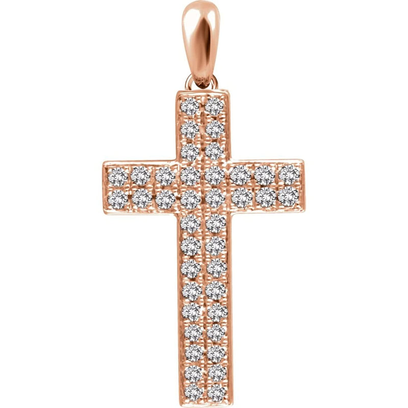 Diamond Western Cross Pendant, 14k Rose Gold (.33 Ctw, H+ Color, I1 Clarity)