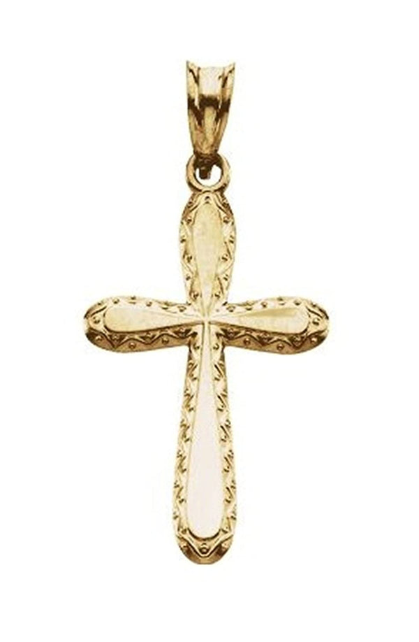 Inlay Petal Cross 14k Yellow Gold (22.00X14.00 MM)