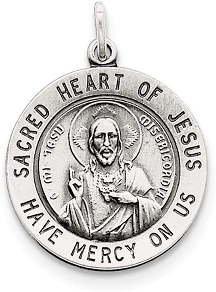 Sterling Silver Sacred Heart of Jesus Medal (30X22MM)