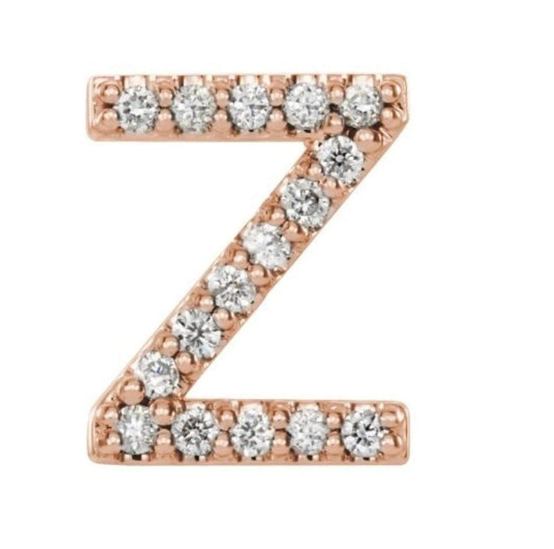 14k Rose Gold Diamond Letter 'Z' Initial Stud Earring (Single Earring) (.07 Ctw, GH Color, I1 Clarity)