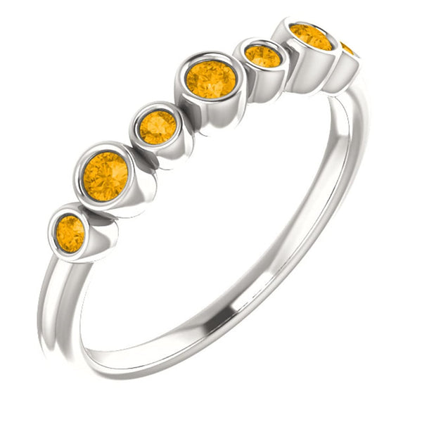 Platinum Citrine 7-Stone 3.25mm Ring