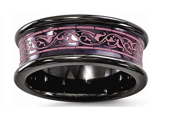 Rain Collection Black Ti Anodized Pink 8mm Concave Band