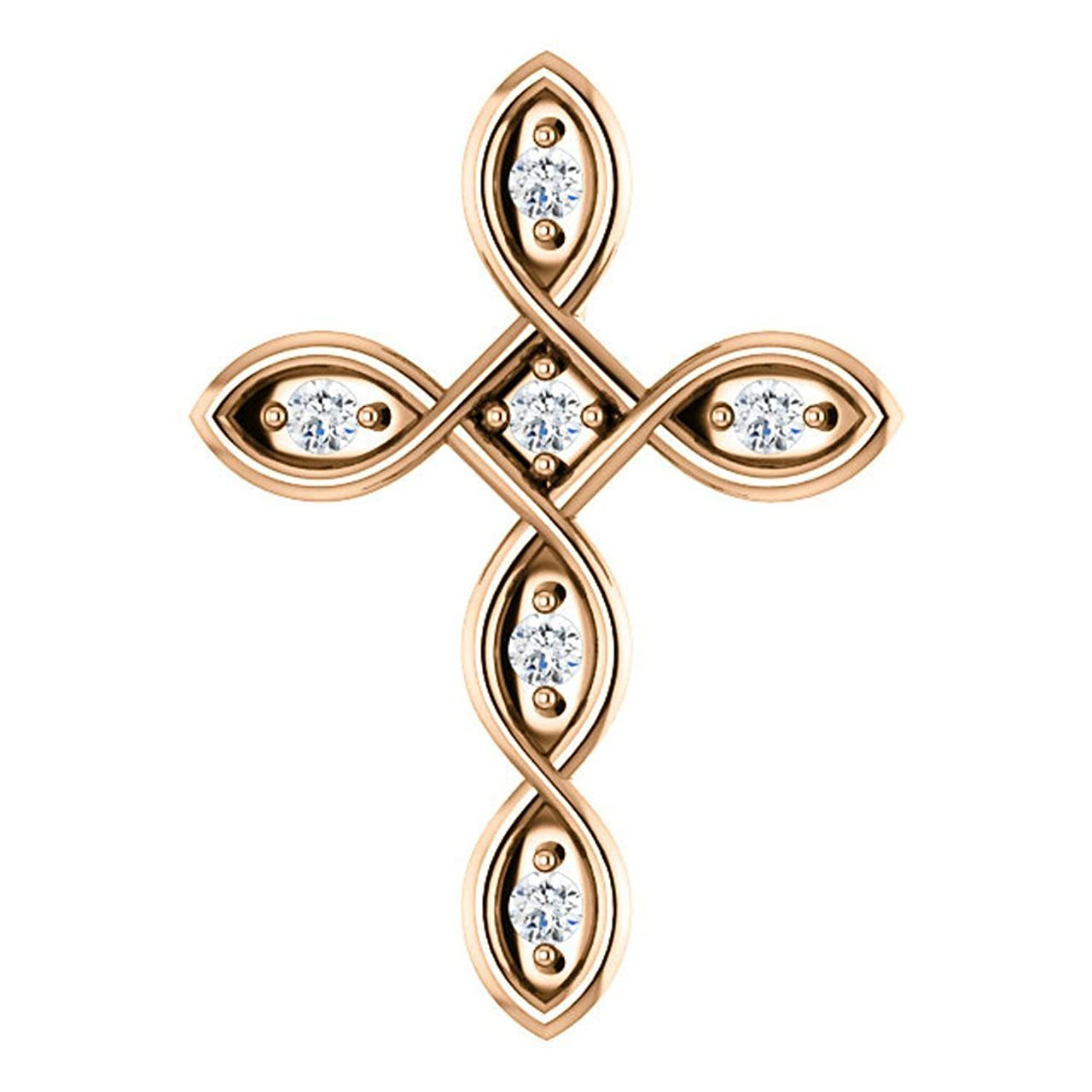 Diamond Everlasting Cross 14k Rose Gold Pendant (.1 Ctw, G-H Color, I1 Clarity)