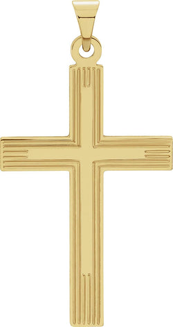 Cross with Embossed Cross Inside the Cross 14k Yellow Gold Pendant