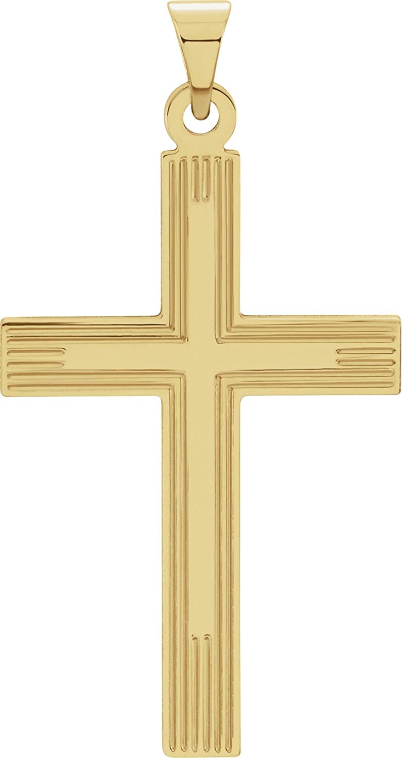 Cross with Embossed Cross Inside the Cross 14k Yellow Gold Pendant