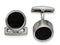 Stainless Steel Black IP- Plated Black Grooved Round Cuff Links