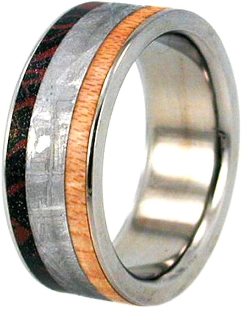 Gibeon Meteorite, Maplewood 8mm Comfort-Fit Interchangeable Titanium Band, Size 14.75