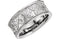 Leaf Design 8.5mm Semi-Polished 14k White Gold Band