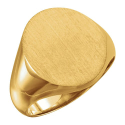 Men's 18k Yellow Gold Oval Signet Ring, 18X16mm