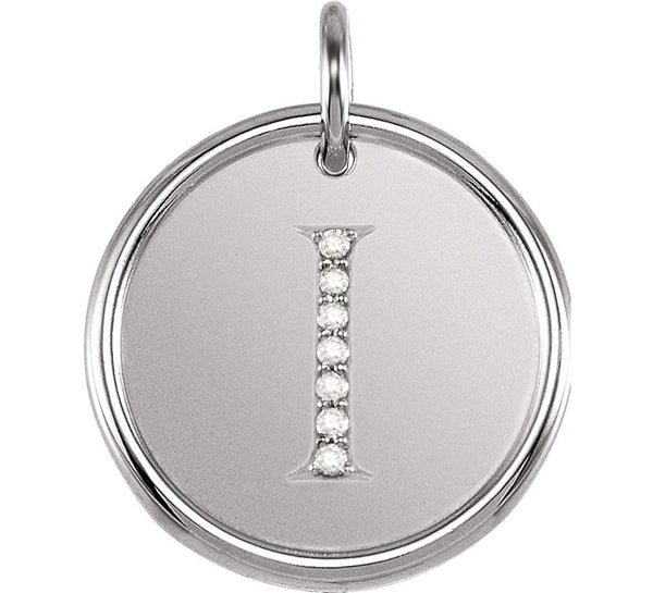 Diamond Initial "I" Pendant, Rhodium-Plated 14k White Gold (.04 Ctw, G-H Color, I1 Clarity)
