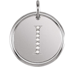 Diamond Initial "I" Pendant, Sterling Sliver (.04 Ctw, G-H Color, I1 Clarity)