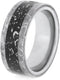 Cabochon Opal, Black Stardust Inlay, Gibeon Meteorite 8.5mm Comfort-Fit Titanium Wedding Band, Size 8.25