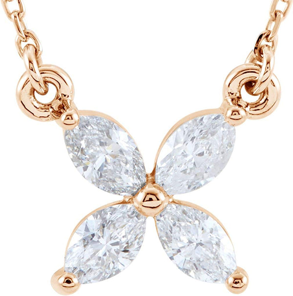 4-Stone Diamond Cluster 14k Rose Gold Pendant Necklace, 16" (.50 Cttw)