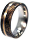 Buckeye Burl Wood, Bronze Pinstripes 7.5mm Comfort Fit Matte Titanium Wedding Band, Size 11.75