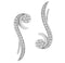 CZ Curved Rhodium Plated Sterling Silver Ear Climber Earrings