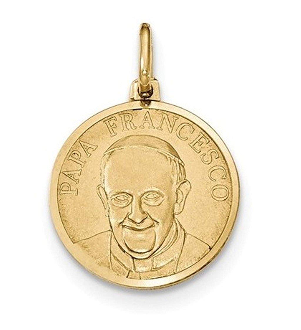 14k Yellow Gold Papa Francesco Medal Pendant