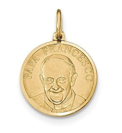 14k Yellow Gold Papa Francesco Medal Pendant