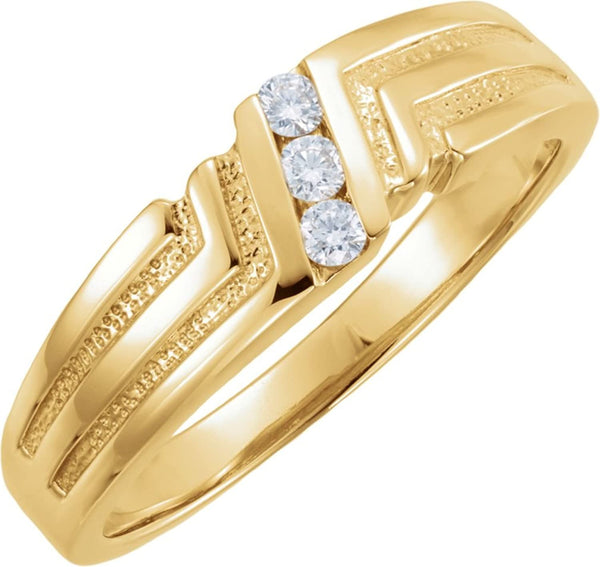 Men's Diamond 14k Yellow Gold Band, (.06 Cttw, Full-Cut, G-H Color, SI2-SI3 Clarity), Size 11